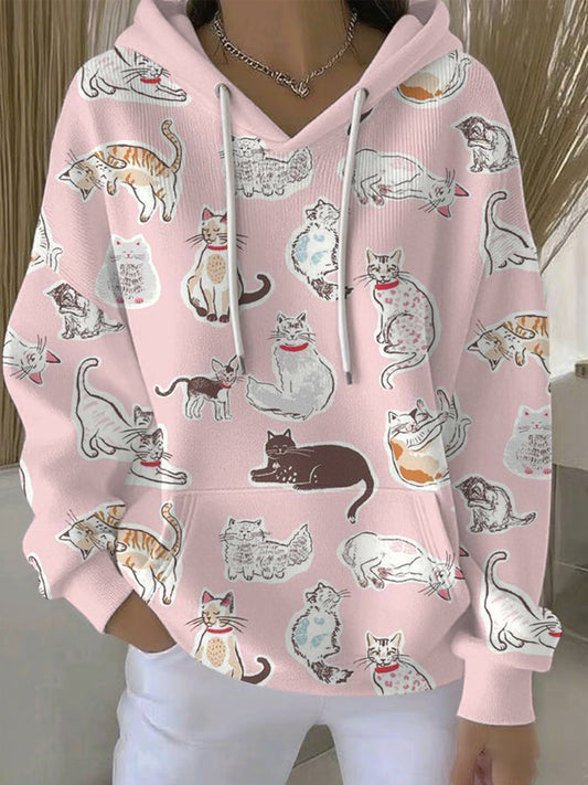 Sweat à capuche décontracté à imprimé animal pour femmes