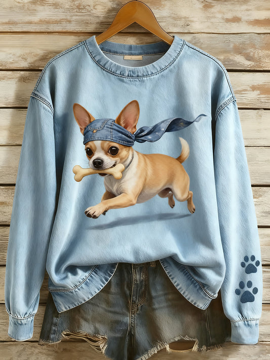 Haut en tricot de confort à imprimé animal vintage pour femme