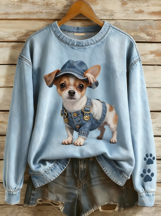 Haut en tricot de confort à imprimé animal vintage pour femme