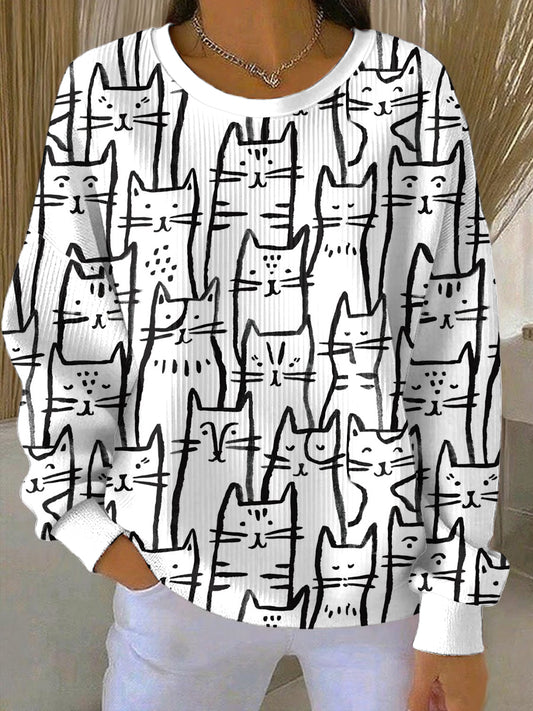 Sweat-shirt décontracté à imprimé animal pour femmes