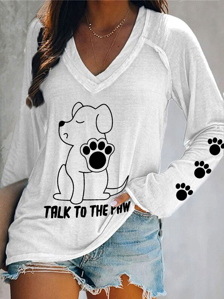 Haut col V 'Talk to the Paw' Femme