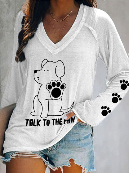 Haut col V 'Talk to the Paw' Femme