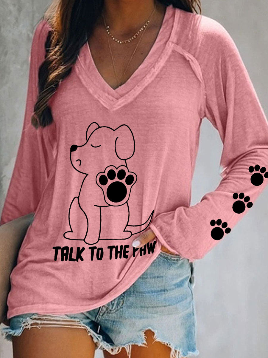 Haut col V 'Talk to the Paw' Femme