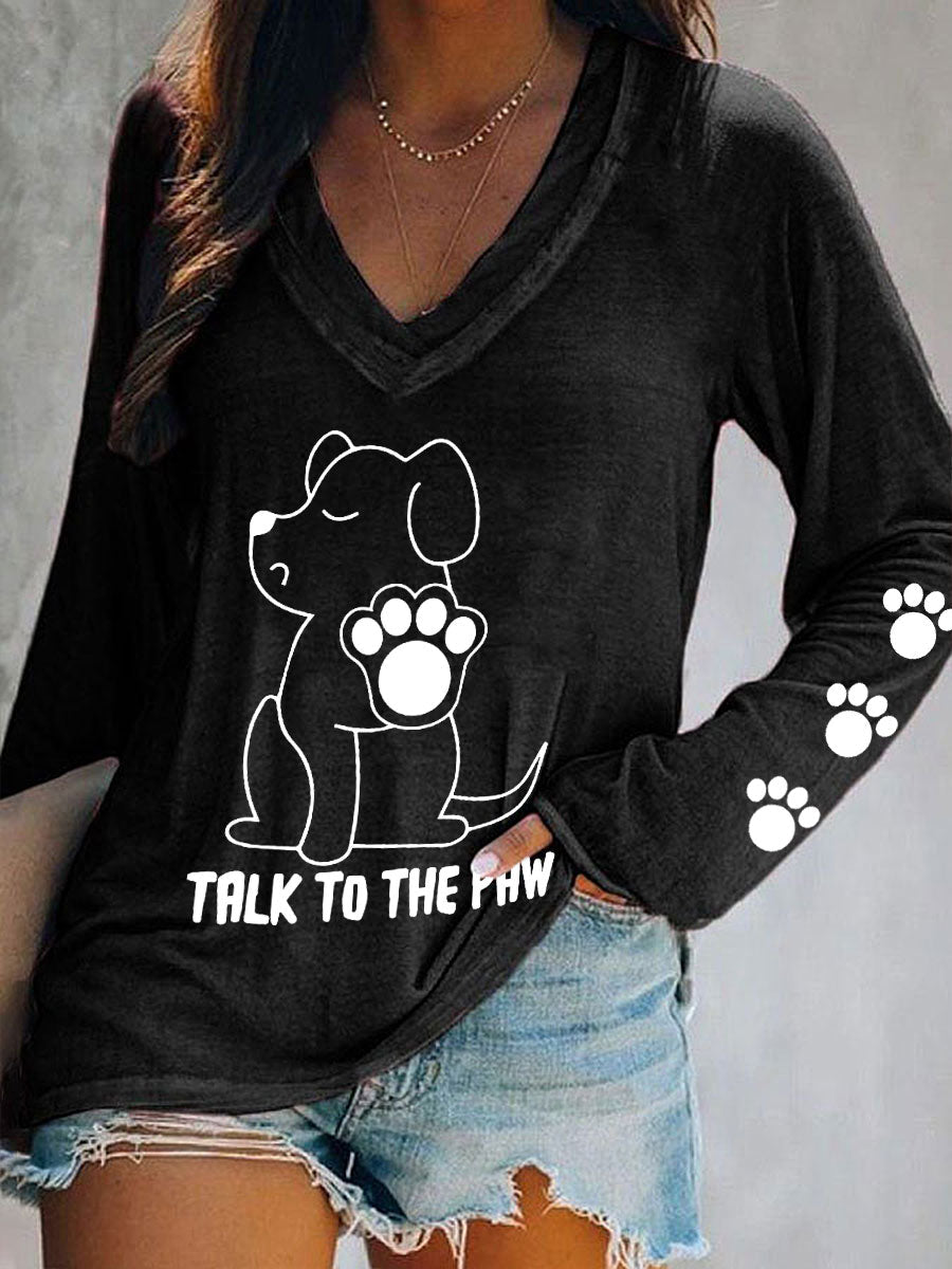 Haut col V 'Talk to the Paw' Femme