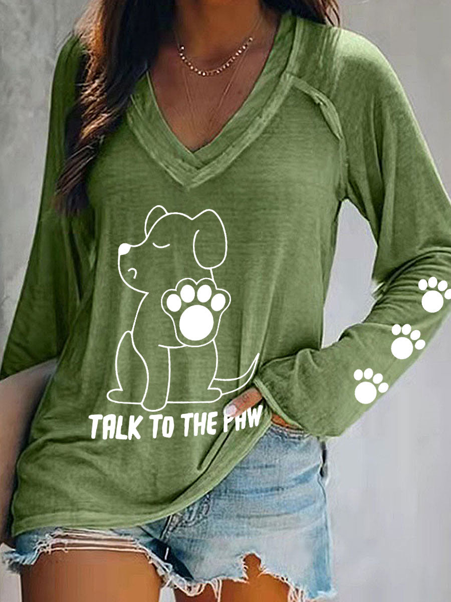 Haut col V 'Talk to the Paw' Femme