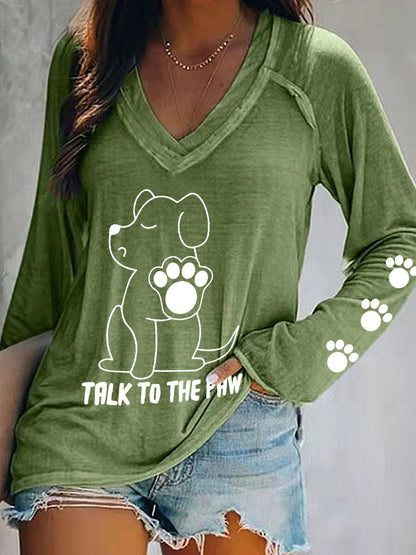 Haut col V 'Talk to the Paw' Femme