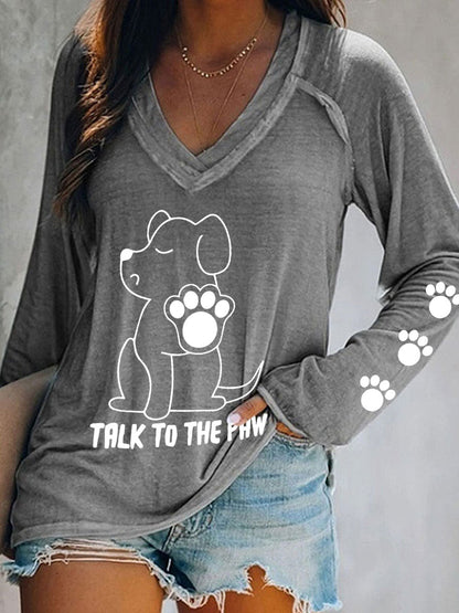 Haut col V 'Talk to the Paw' Femme