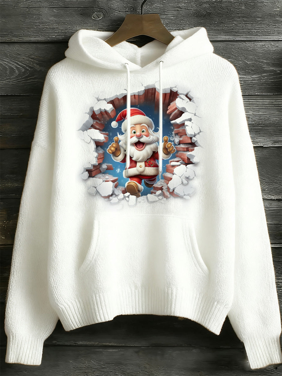 Pull imprimé art à manches longues de Noël pour femmes