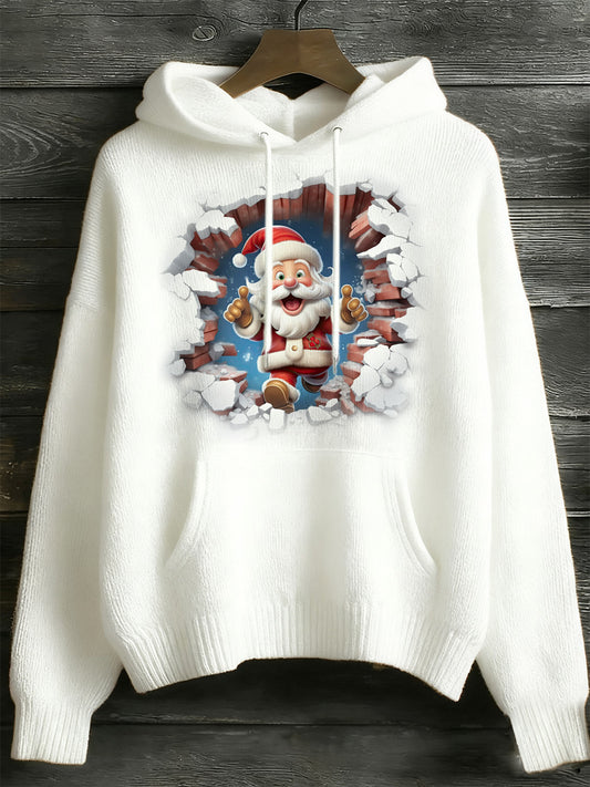 Pull imprimé art à manches longues de Noël pour femmes