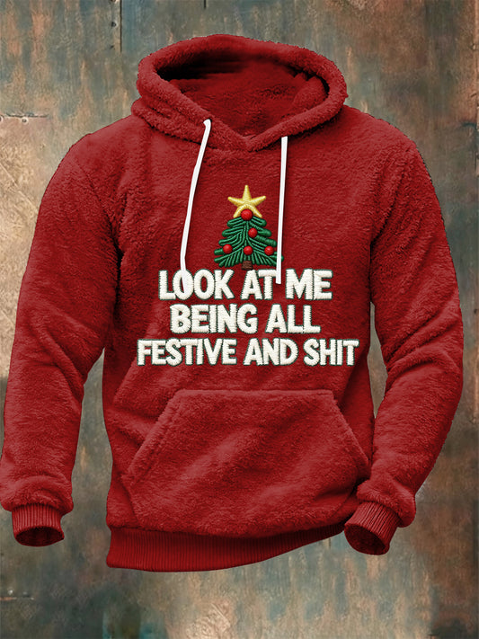 Sweat à capuche en peluche de Noël pour hommes