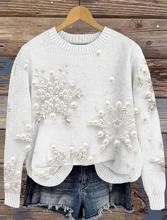 Pull Cozy Vintage à Imprimé Art de Noël pour Femme