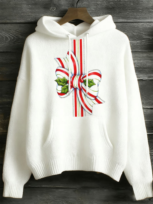 Pull imprimé art à manches longues de Noël pour femmes