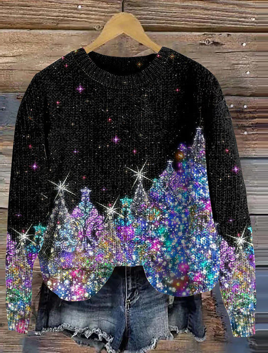 Pull Cozy Vintage à Imprimé Art de Noël pour Femme