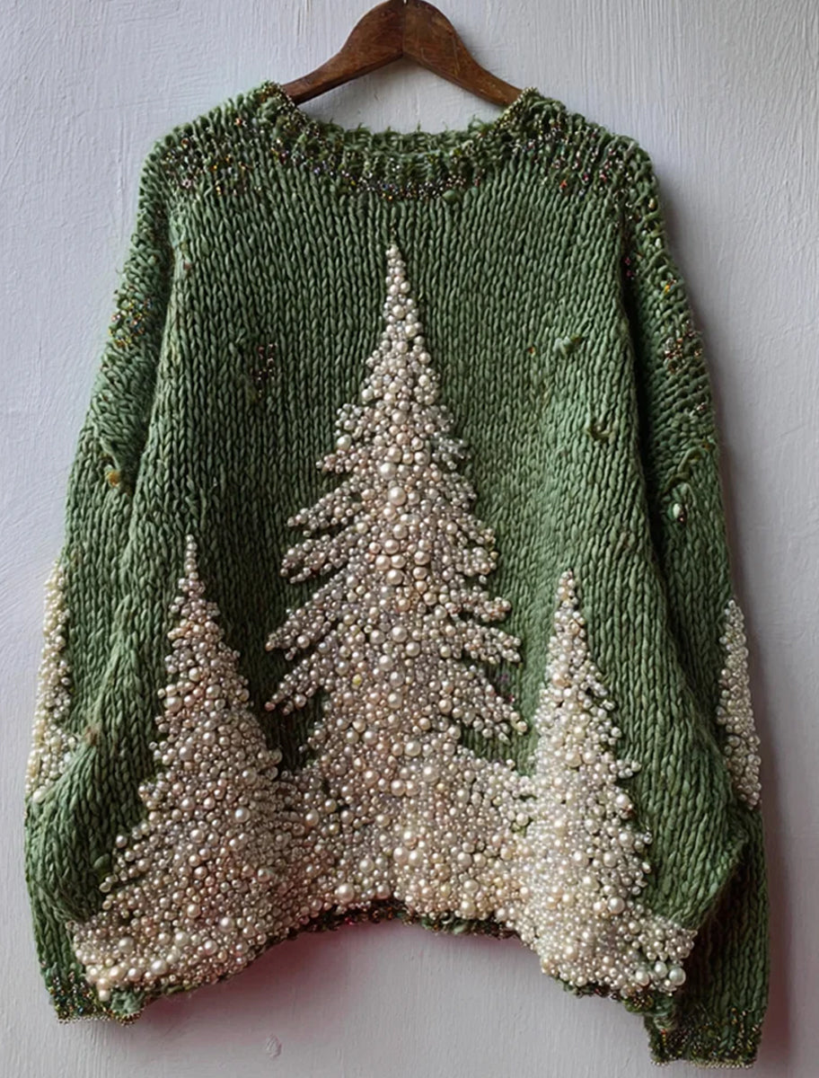 Pull Cozy Vintage à Imprimé Art de Noël pour Femme