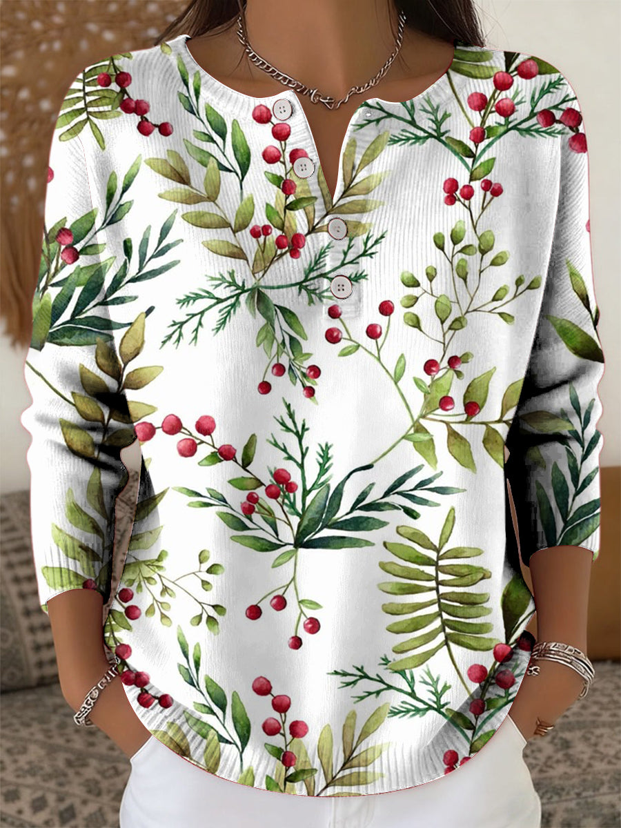 Arbre de Noël des femmes Art Imprimer boutonné Cardigan Pull