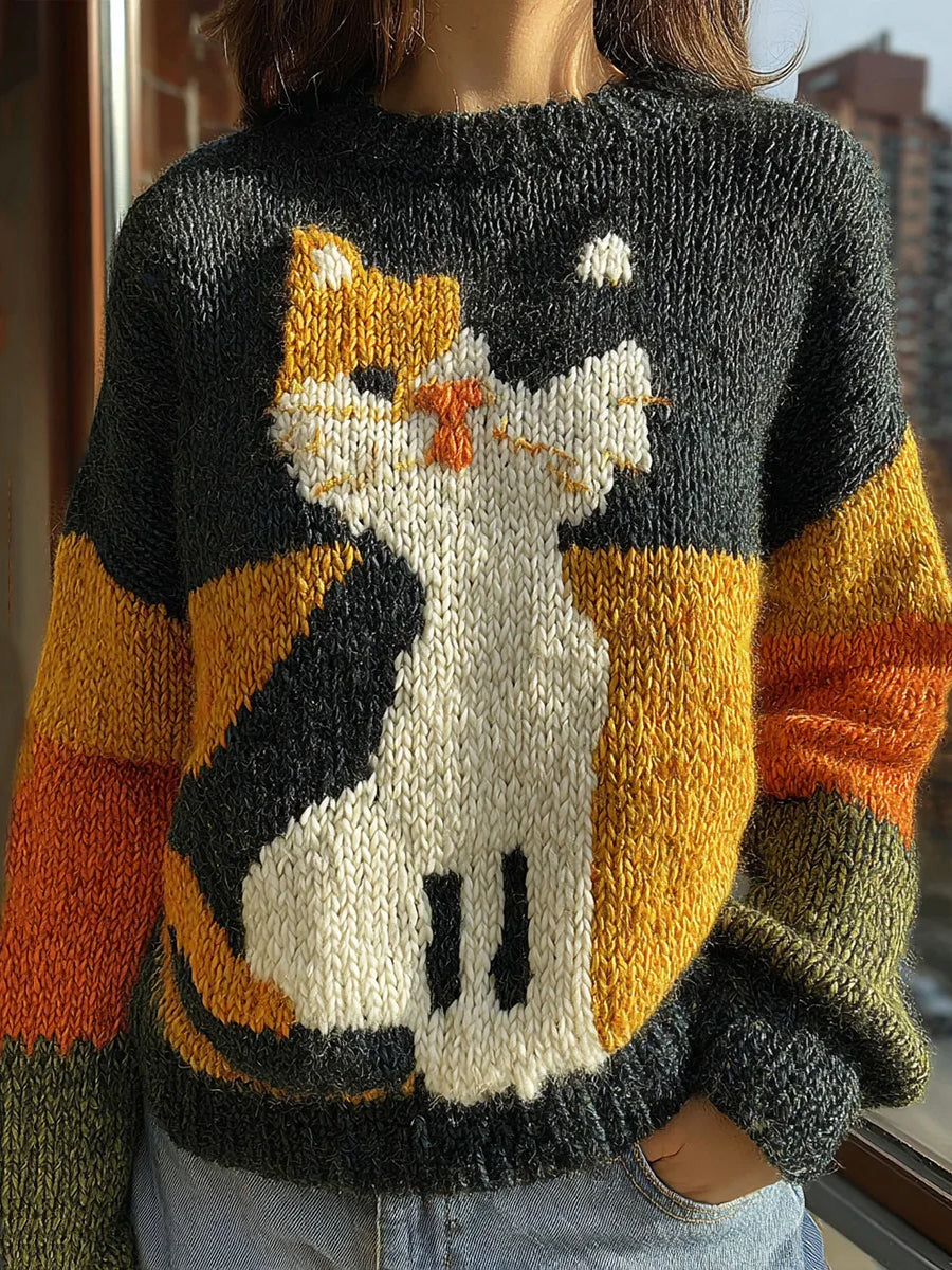 Mignon Ugly Cat Motif Art Cozy Sweatshirt des femmes