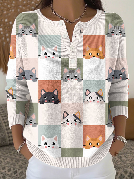 Haut en tricot imprimé animal Femme