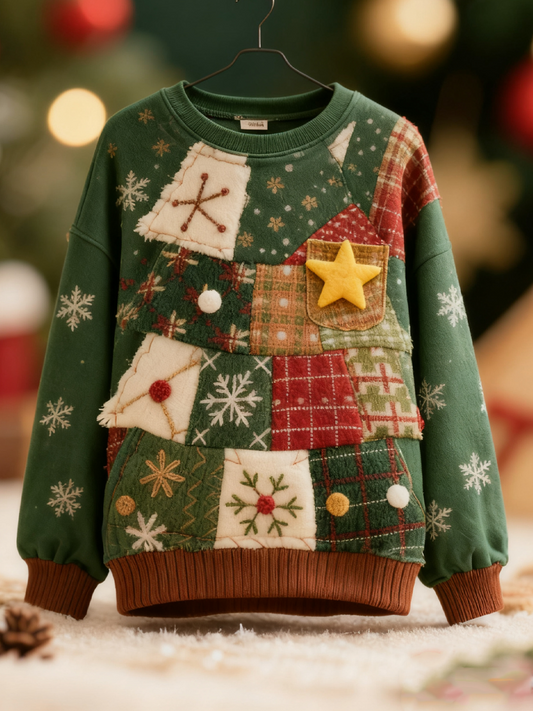 Sweatshirt Femme Imprimé Arbre de Noël Regular