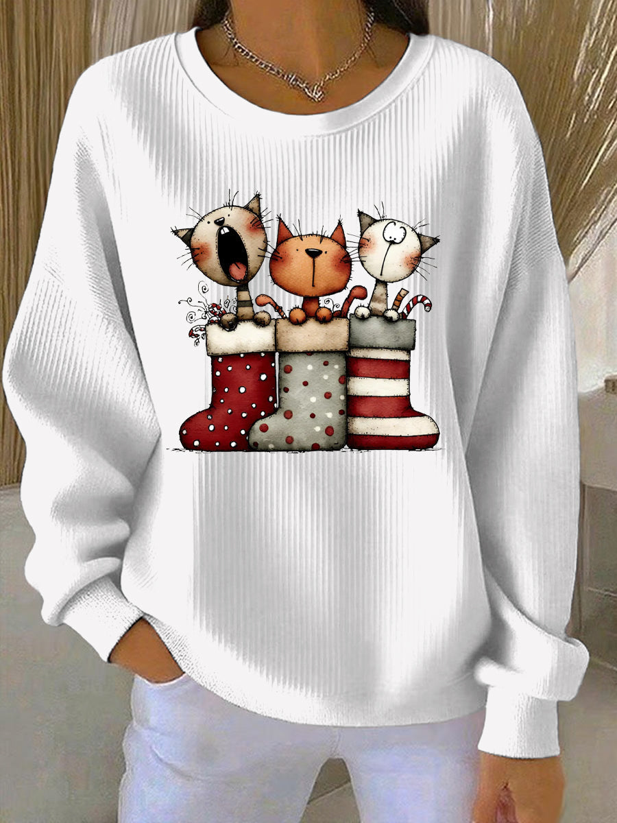 Sweat-shirt décontracté imprimé de Noël pour femmes