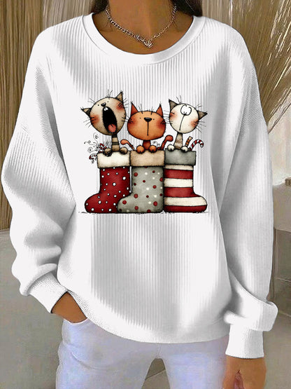 Sweat-shirt décontracté imprimé de Noël pour femmes