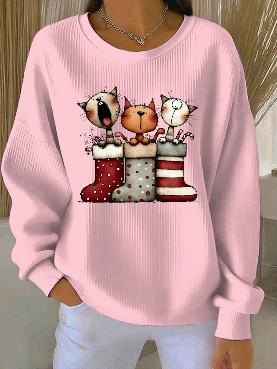 Sweat-shirt décontracté imprimé de Noël pour femmes