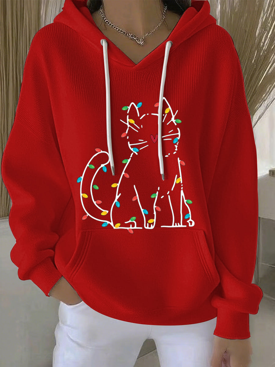 Sweat à capuche décontracté imprimé Noël pour femmes