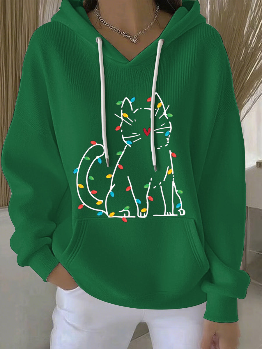 Sweat à capuche décontracté imprimé Noël pour femmes