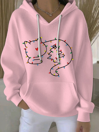 Sweat à capuche décontracté imprimé Noël pour femmes