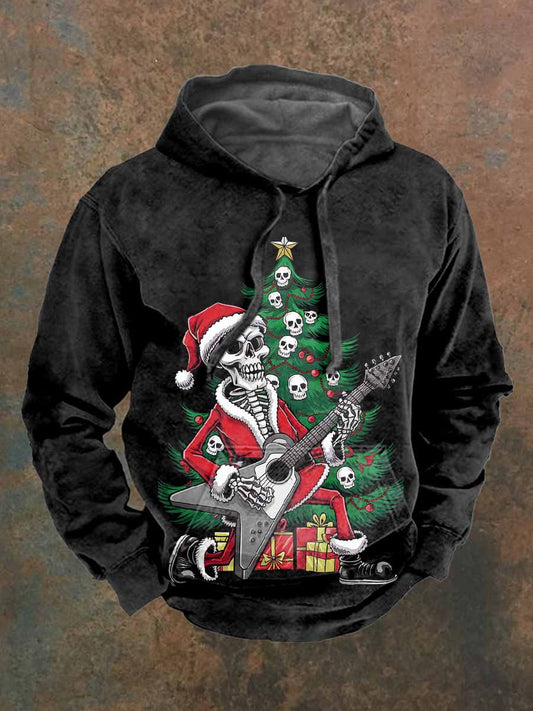 Retro Rock Christmas Santa Print Casual Sweatshirt à manches longues