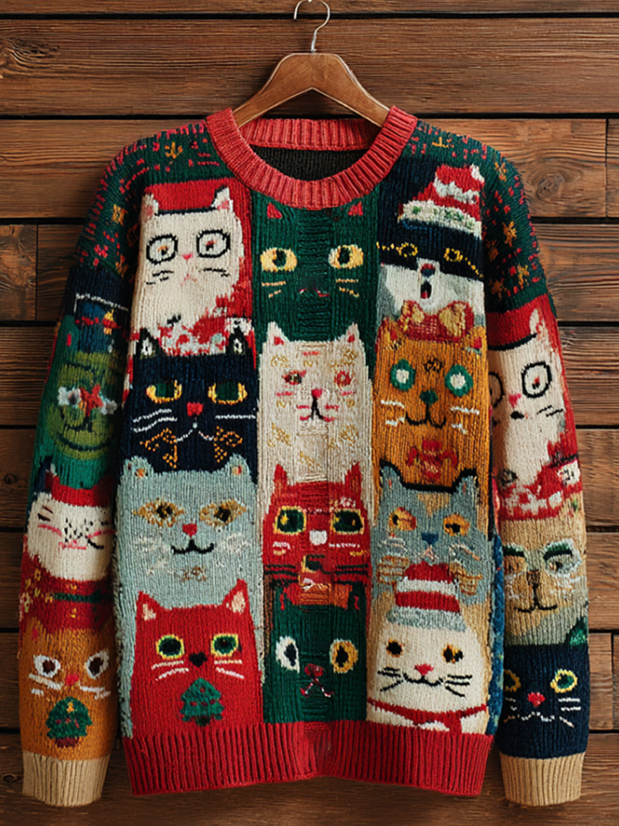 Pull décontracté confortable imprimé Art de Noël vintage pour femme