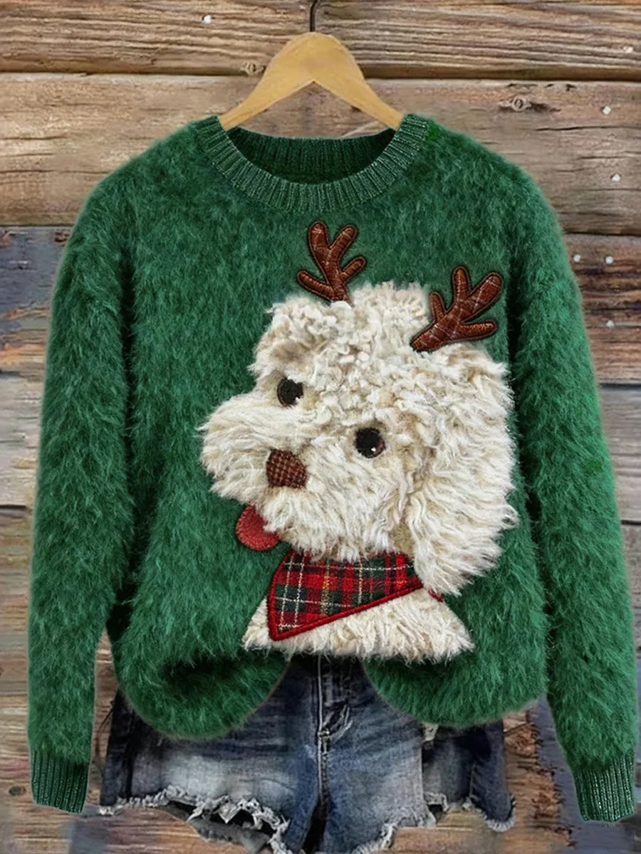 Pull décontracté confortable imprimé Art de Noël vintage pour femme