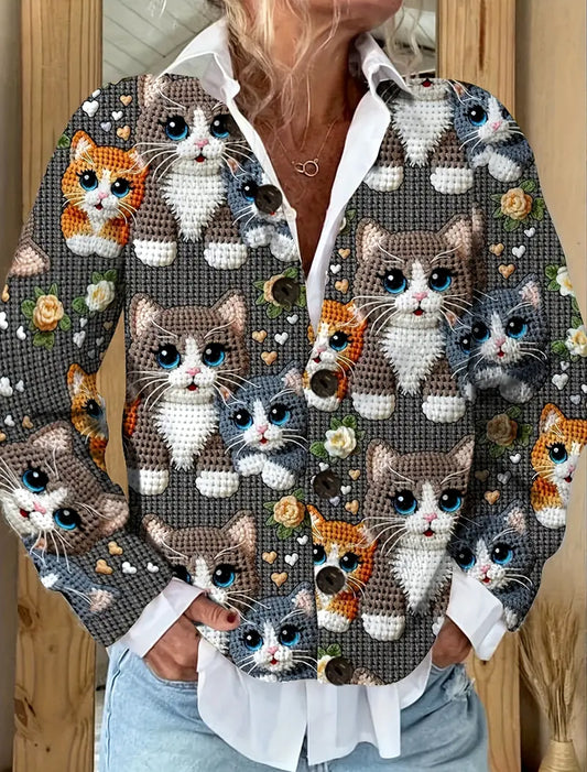 Vintage Animal Art Imprimer Pull confortable Cardigan des femmes