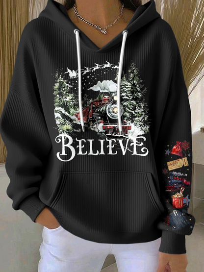 90s rétro film de Noël imprimé Hoodie femmes