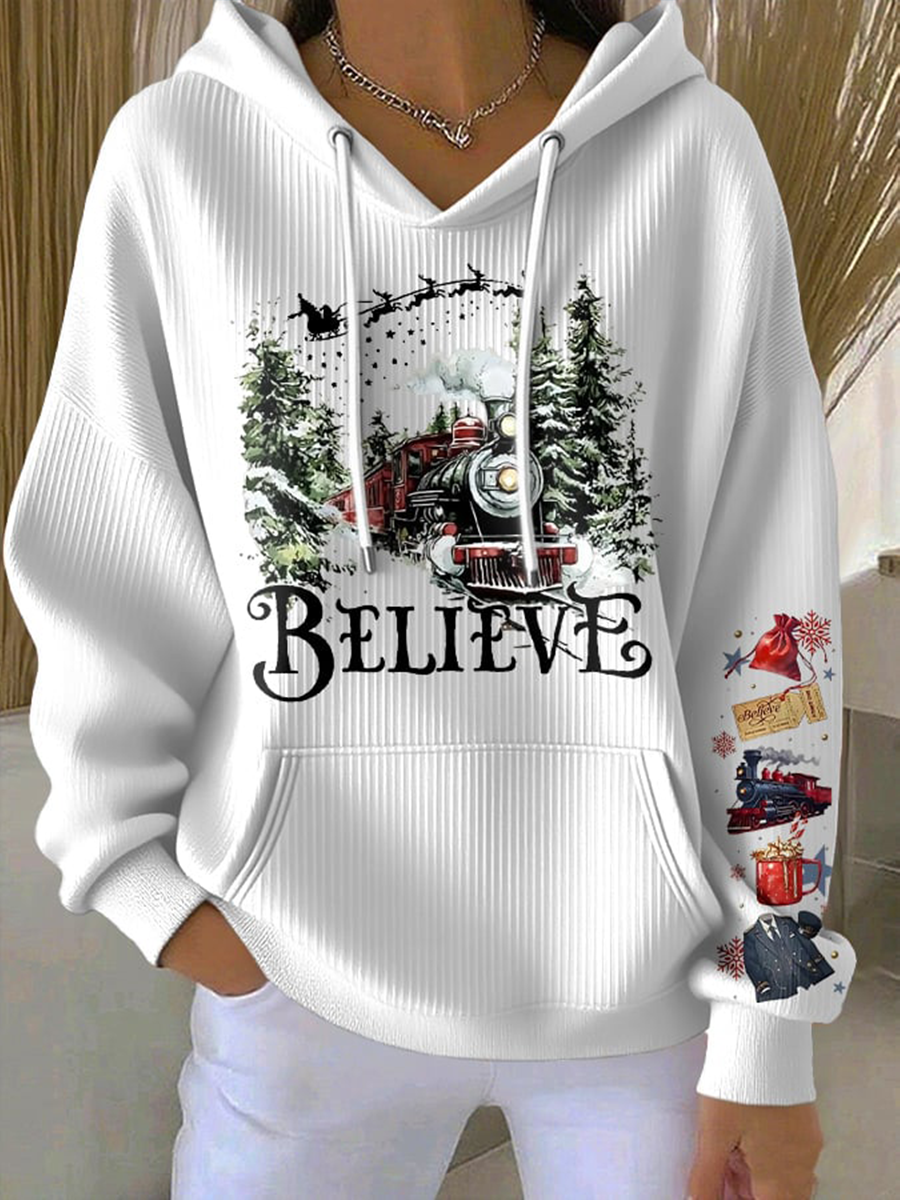 90s rétro film de Noël imprimé Hoodie femmes