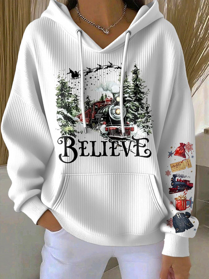 90s rétro film de Noël imprimé Hoodie femmes