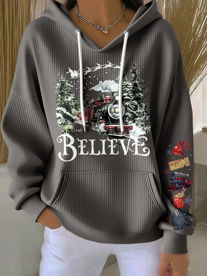 90s rétro film de Noël imprimé Hoodie femmes