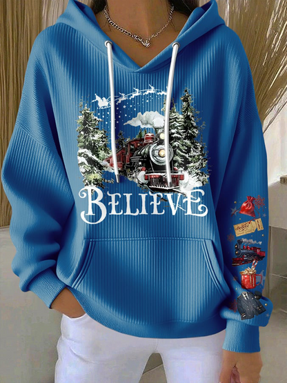 90s rétro film de Noël imprimé Hoodie femmes