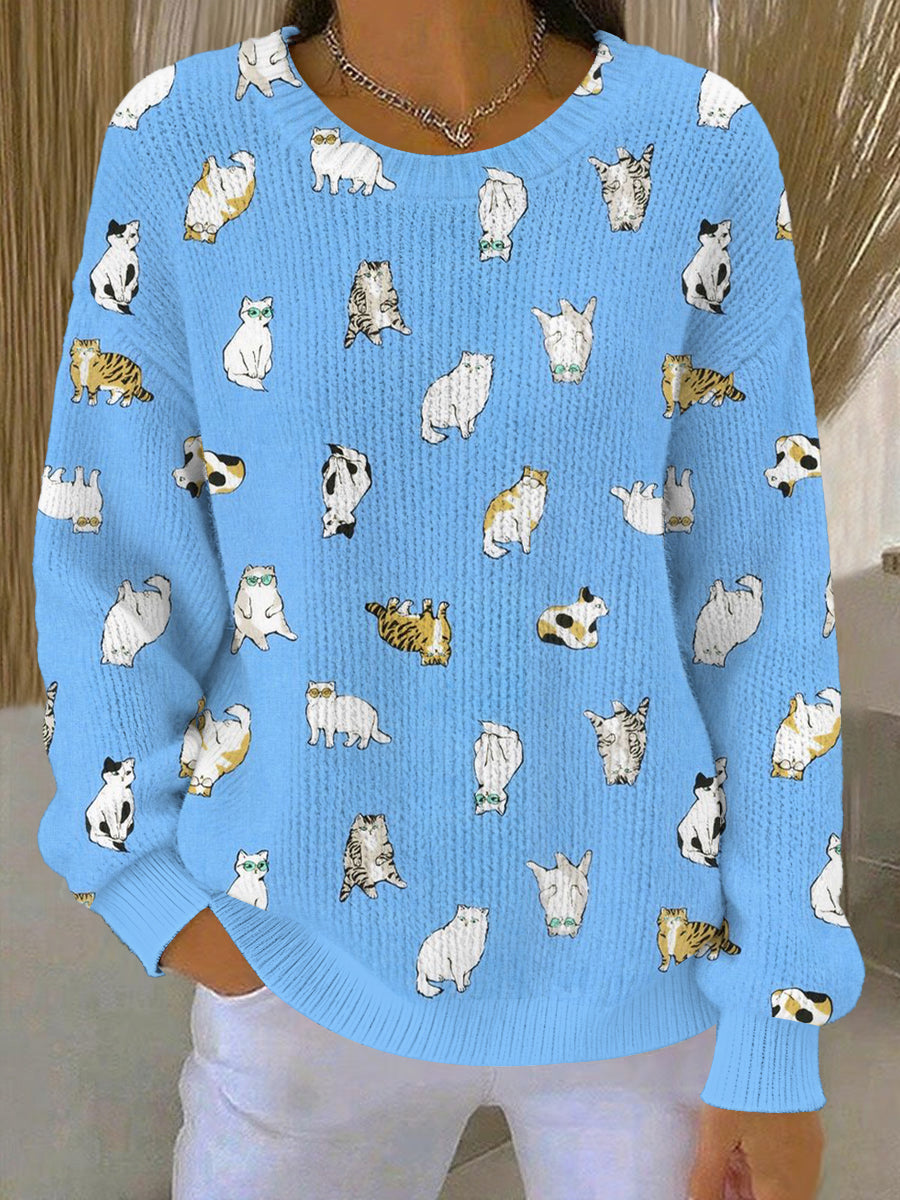Pull tricoté confortable à motif animal mignon pour femmes