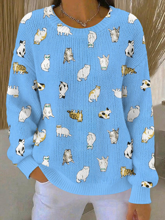 Pull tricoté confortable à motif animal mignon pour femmes
