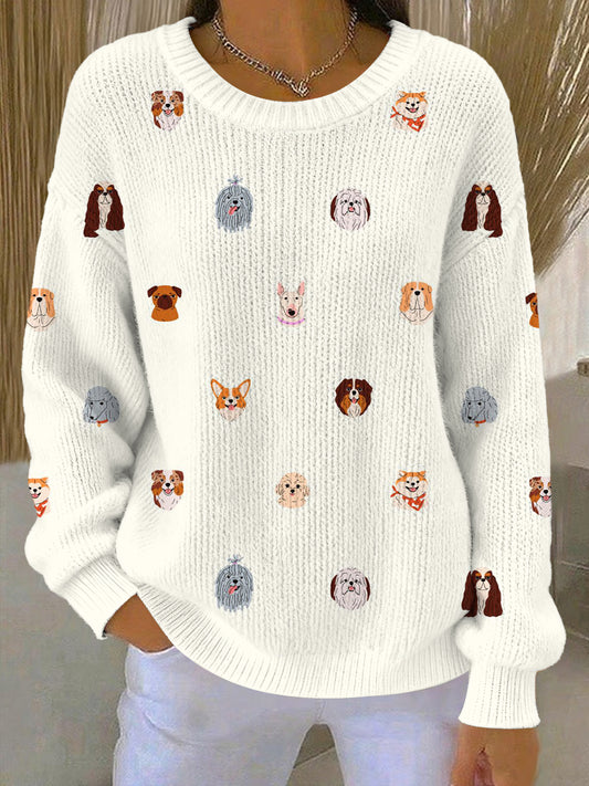 Pull tricoté confortable à motif animal mignon pour femmes