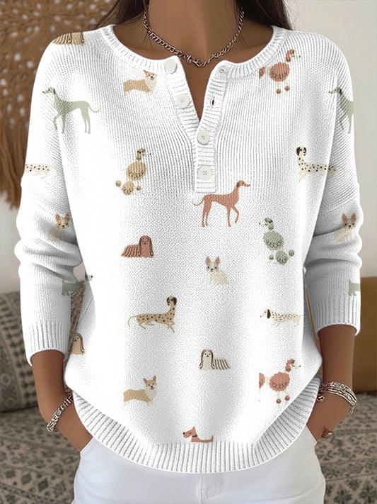 Haut en tricot à imprimé animal mignon pour femmes