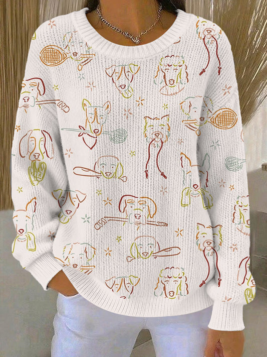 Pull tricoté confortable à motif animal mignon pour femmes