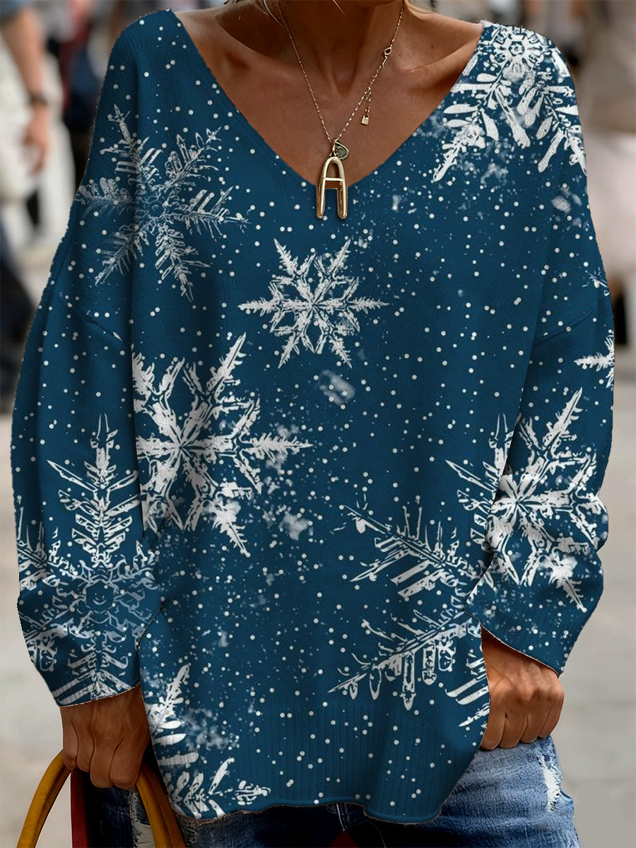 Haut décontracté confortable à manches longues pour femmes sur le thème de Noël