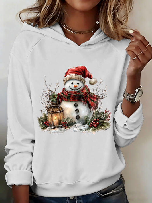 Sweat-shirt à capuche confortable décontracté sur le thème de Noël pour femmes