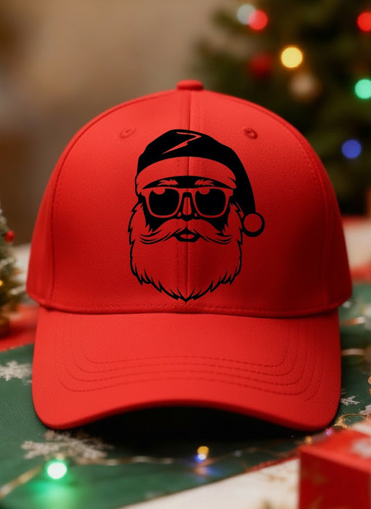Chapeau délavé à imprimé décontracté Lunettes de soleil rétro Noël Santa