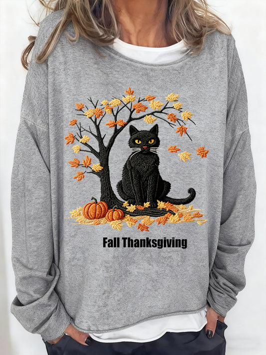 Vintage Casual Loose Animal Art Crewneck Sweatshirt des femmes