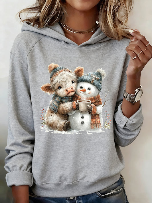 Sweat à capuche confortable décontracté Art animal de Noël pour femmes