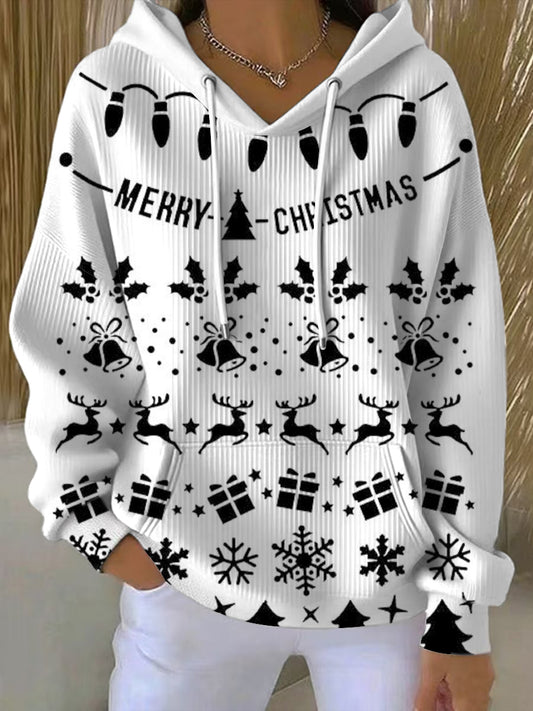 Sweat à capuche à motifs Merry Christmas Femme
