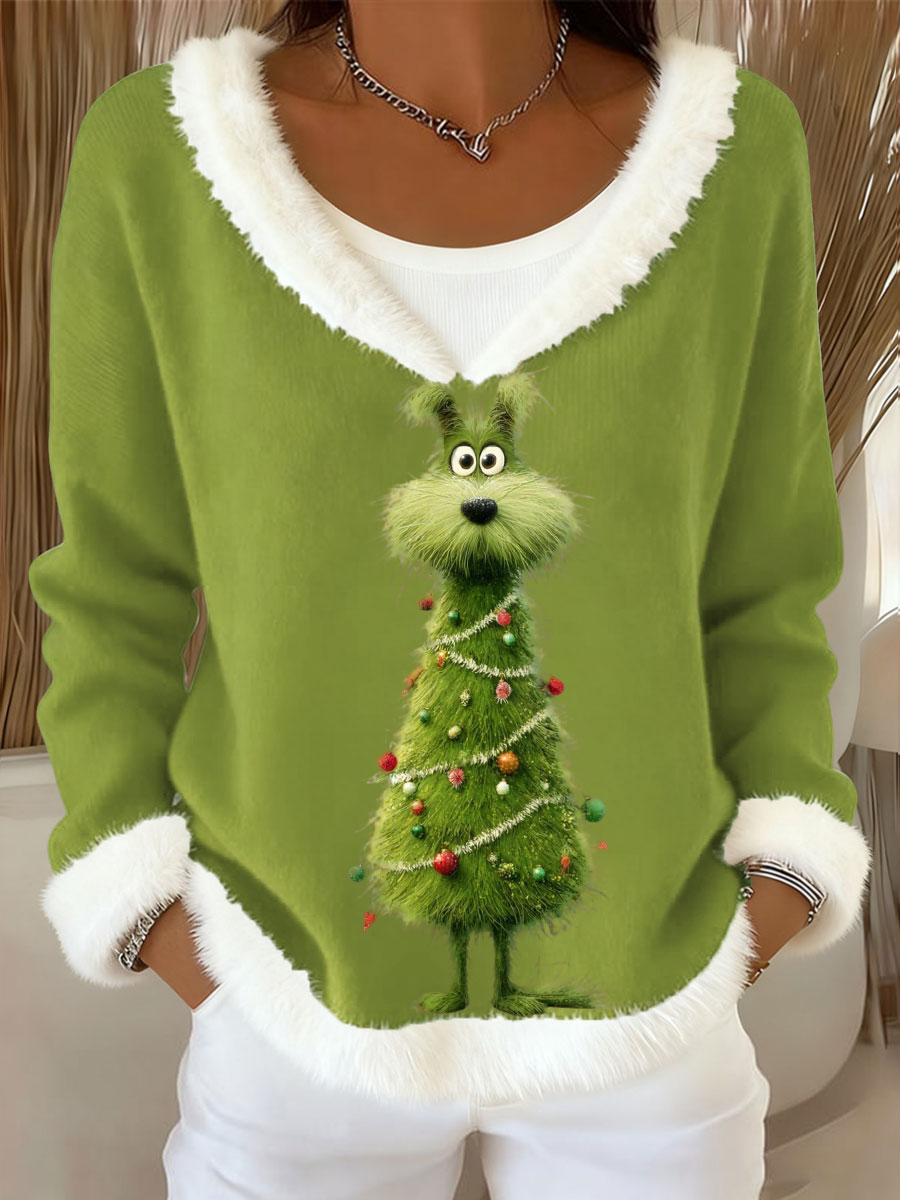 Arbre de Noël Animal V-Neck Tops pour femmes