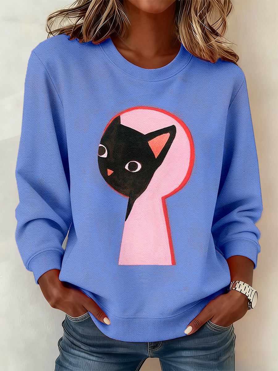 Sweat-shirt drôle d'impression d'art de chat des femmes